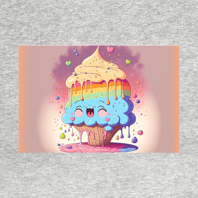 Cake Caricature - January 1st - Yearlong Psychedelic Cute Cakes Collection - Birthday Party - Delicious Dripping Paint, Bright Colors, and Big Adorable Smiles by JensenArtCo